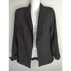Calvin Klein Womens Stretch Solid Long Sleeve Single Button Blazer Black Size 10